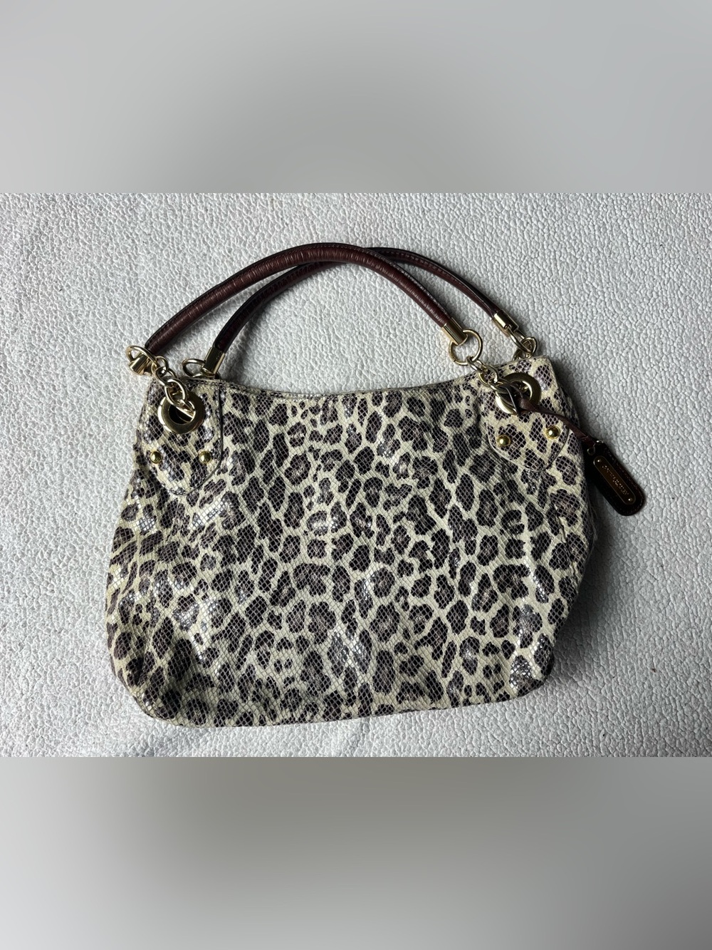 Cynthia Rowley Leopard Print Textured Hobo Shoulder Bag Purse